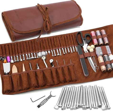 TLKKUE Leather Craft Tools Leather Working Tools Kit with Custom ...