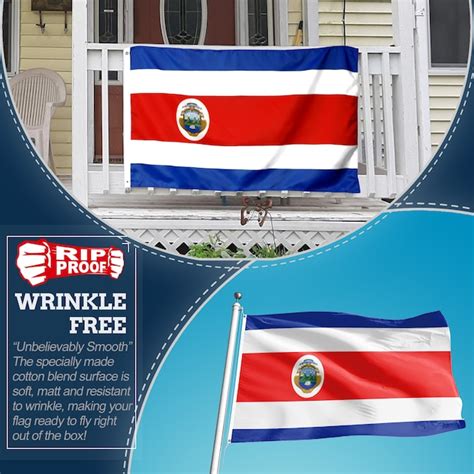 Anley Rip-Proof Technology 3-Ply Costa Rica 5-ft W x 3-ft H Flag A.FLAG ...