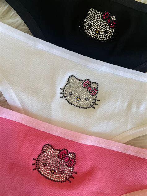 Hello Kitty Rhinestone Thong 3 Pack, Hello Kitty Thong, Cotton Thongs ...