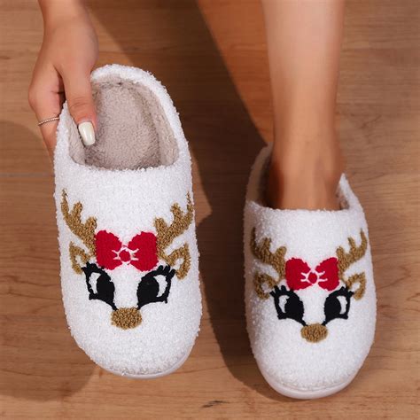 AURIGATE Women's Christmas Slippers Cute and Funny Christmas Tree ...