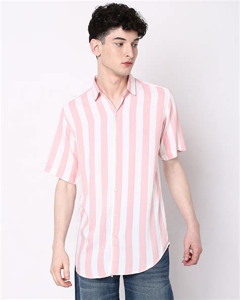 Buy Men's Pink Striped Shirt Online in India at Bewakoof