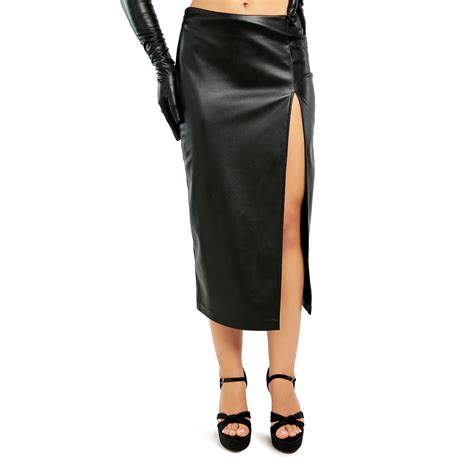 London Rag | Black Front Slit Midi Skirt – London Rag India