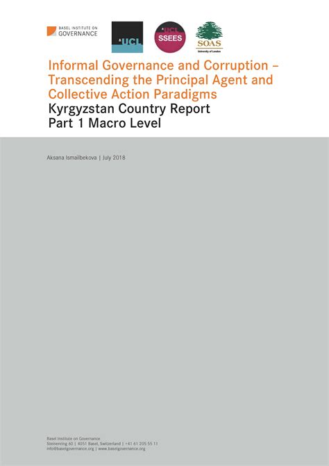 Informal Governance and Corruption – Transcending the Principal Agent ...