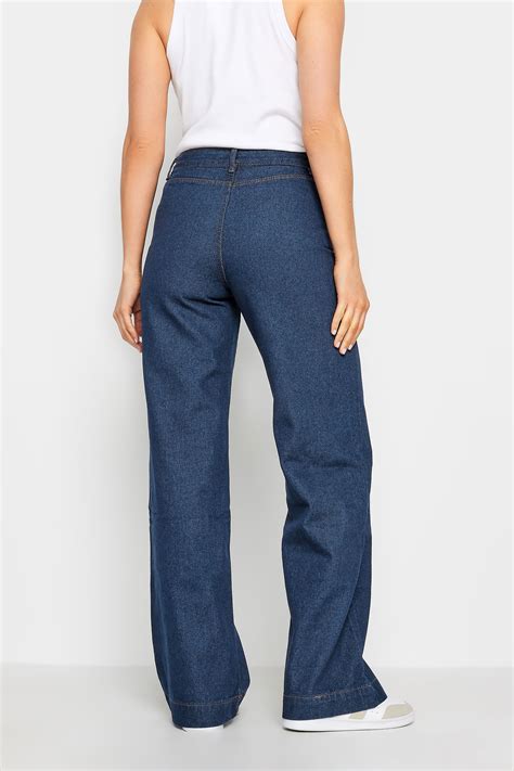 LTS Tall Womens Indigo Blue Pocket Detail Wide Leg Jeans | Long Tall Sally