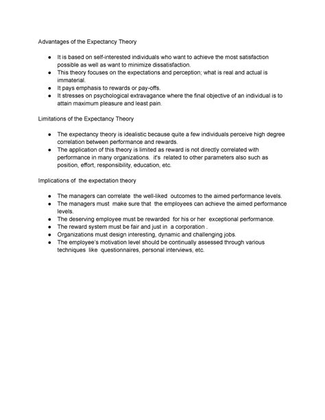 Advantages, limitations and implications of the Expectancy Theory ...