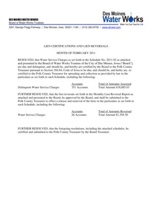 Fillable Online DES MOINES WATER WORKS Board of Water Works Trustees ...