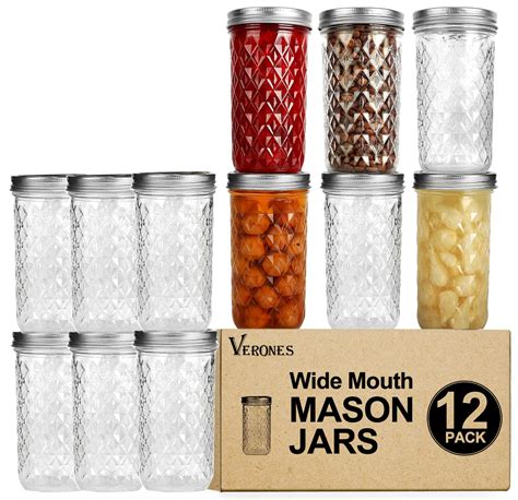 Snapklik.com : VERONES Wide Mouth Mason Jars 22oz, 12 Pack 22 Oz Wide ...