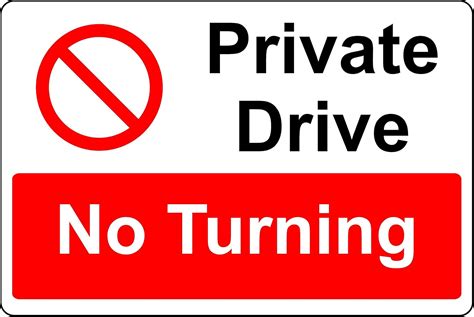Buy Private drive no turning Sign - 3mm Aluminium sign (300mm x 200mm ...