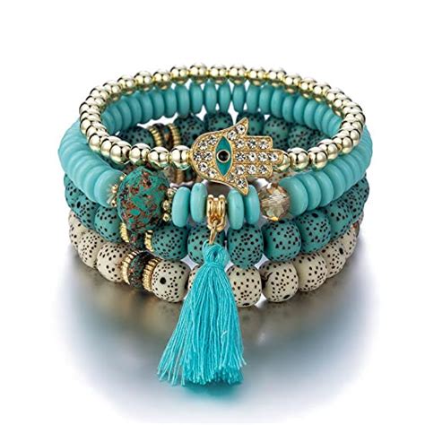 Buy SYGA Bohemia Multilayer Bracelet, Retro Bracelet Set, Elastic ...