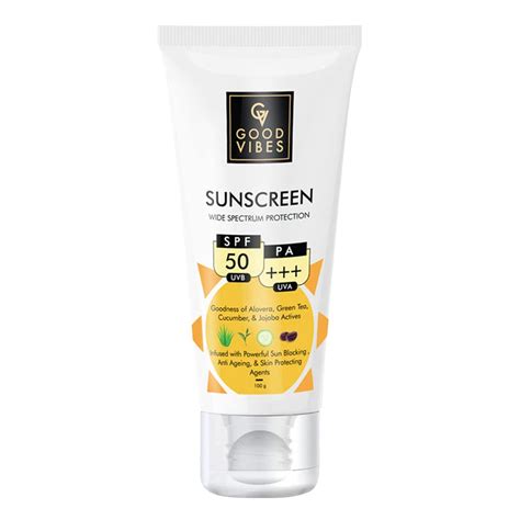 Good Vibes Wide Spectrum Protection Sunscreen With SPF 50 (100 g)| Sun ...