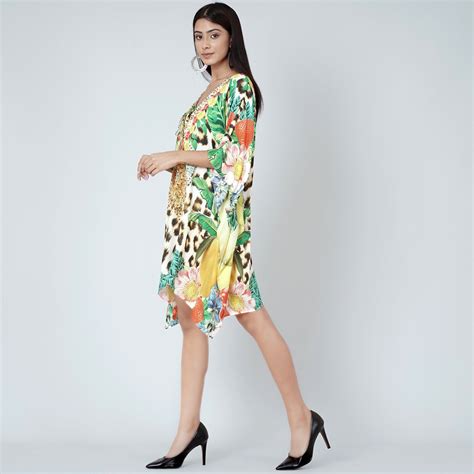 Multicoloured Animal and Fruit Print Kaftan Tunic – First Resort by ...