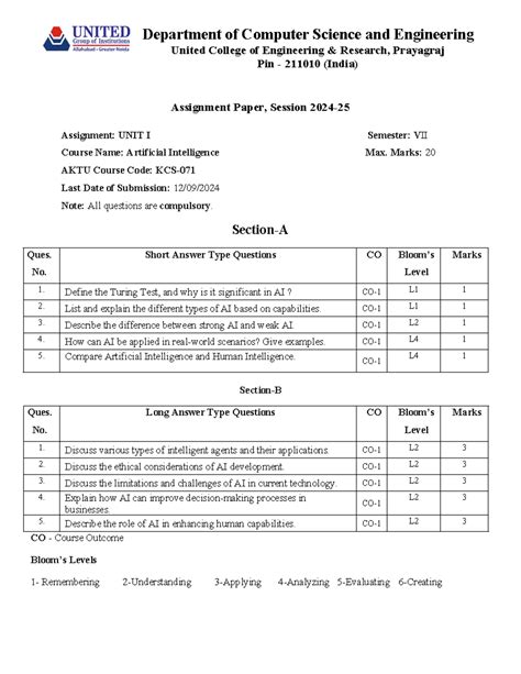 AI UNIT I Assignment - Department of Computer Science and Engineering ...