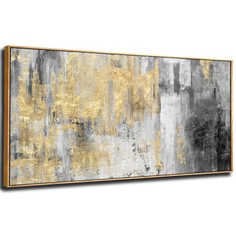 Home Decor Large Wall Art Gold Abstract Art 30"x60"Black Wall Decor ...