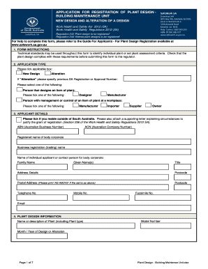 Fillable Online for registration of an item of plant - SafeWork SA Fax ...