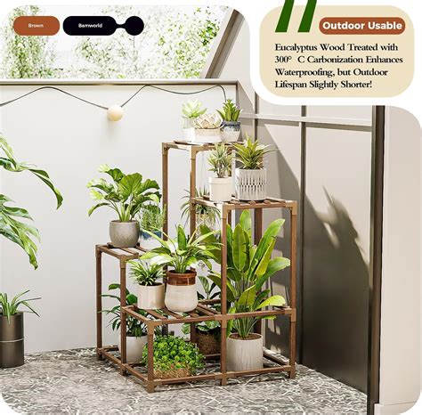 Bamworld Plant Stand Indoor Outdoor Corner Shelf India | Ubuy