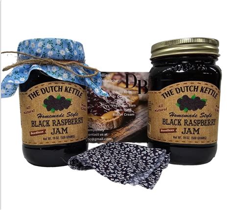 Amazon.com: The Dutch Kettle Black Raspberry Seedless Jam 2/19 Oz Jars ...
