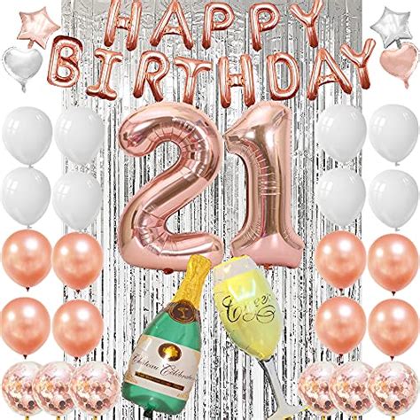 21st Birthday Decorations-Rose Gold 21 Birthday Party Supplies, 21st ...