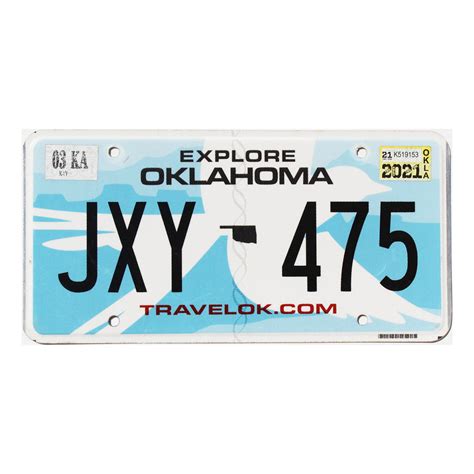 2021 Oklahoma Explore License Plate #JXY475 | Choice Plates
