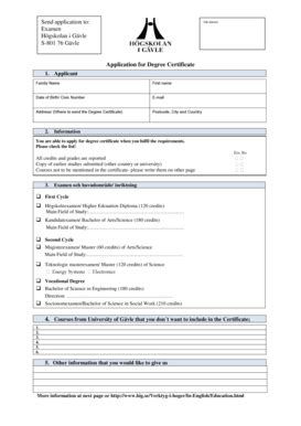 Fillable Online Application for Degree Certificate - H gskolan i G vle ...