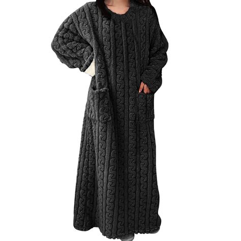 Xysaqa Flannel Nightgowns for Women Winter Warm Thicken Sleepwear Full ...