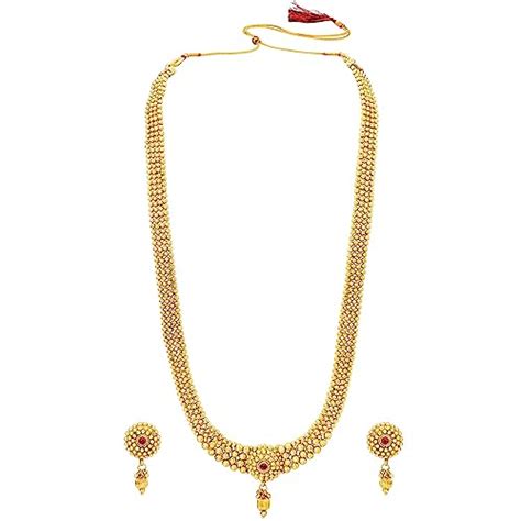 Buy Peora Traditional Long Gold Plated Maharashtrian & South Indian ...