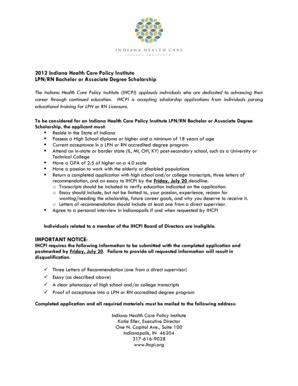 Fillable Online ihca 2012 LPN.RN Scholarship Application.doc. Codebook ...