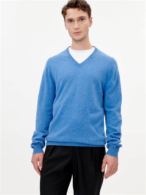 Men's Essential Cashmere V-Neck Sweater Navy - Gobi Cashmere
