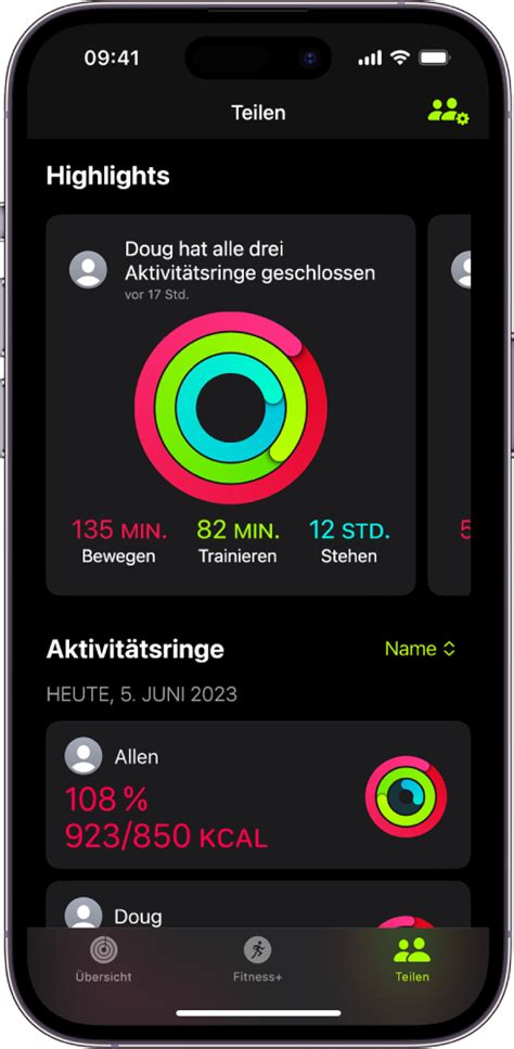 Teilen deiner Aktivität in der App „Fitness“ auf dem iPhone - Apple ...