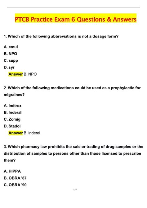 2025 PTCB Practice Exam 6 Questions with Verified Answers 2025 / 2026 ...
