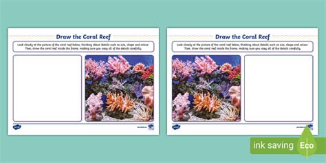 Draw the Coral Reef Worksheet (teacher made) - Twinkl