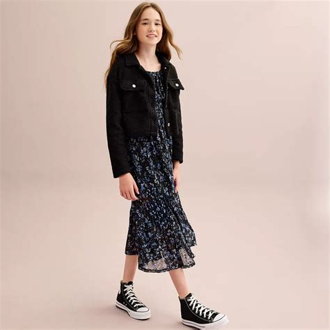 Girls 7-16 Knitworks Sherpa Jacket & Smocked Waist Maxi Dress 2-Piece Set