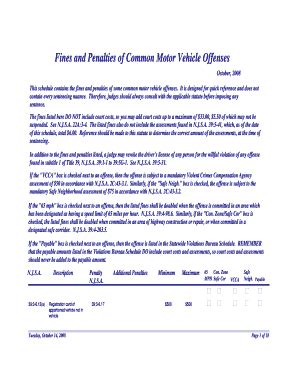 Fillable Online This schedule contains the fines and penalties of some ...