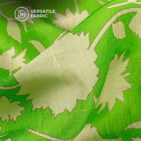 Lime Green Floral Digital Print Bemberg Raw Silk Fabric – Fabcurate