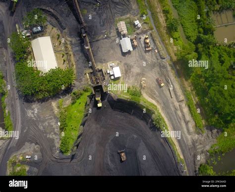coal mining, stock pile, aerial view Stock Photo - Alamy