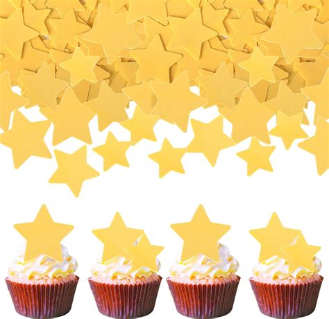 Amazon.com: 60 PCS Edible Gold Star Cupcake Toppers Edible Stars for ...