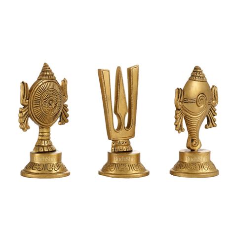 Buy Superfine Brass Symbols of Lord Tirupati Balaji - Shankh, Chakra ...