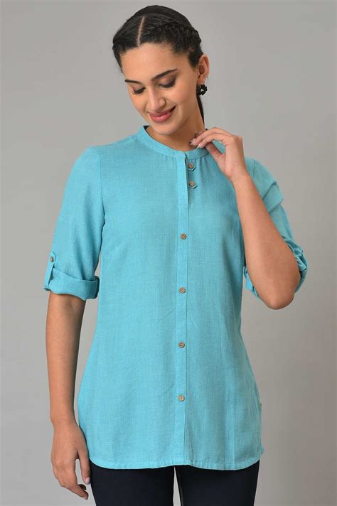 Buy Blue Yarn-Dyed Summer kurta Online for Woman | Shop for Aurelia