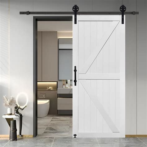 S&Z TOPHAND® 36in x 80in MDF Barn Door with 6.6FT Sliding Door Hardware ...