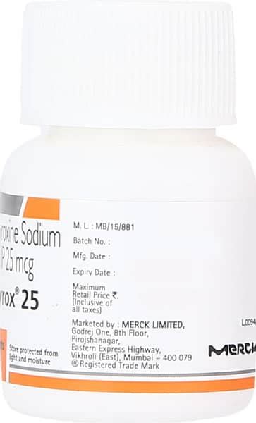 Euthyrox 25 Tablet: Uses, Side Effects, Price, Dosage & More Info ...