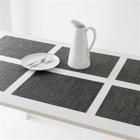 Set of 6 Meridiem Gunmetal Woven Vinyl Placemats, 13x18
