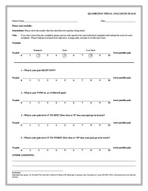 QUADRUPLE VISUAL ANALOGUE SCALE - Fill and Sign Printable Template Online