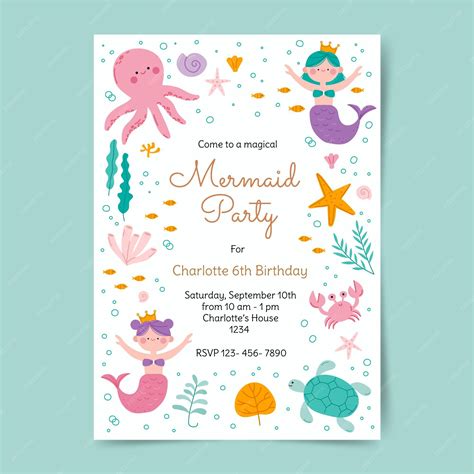 Little Mermaid Printable Invitation Kits