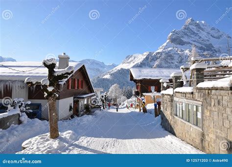 Swiss skiing resort stock image. Image of fairy, skiing - 12571203