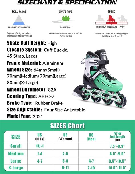 Buy METROLLER Inline Skates for Girls and Boys, Women, Men 4 Sizes ...