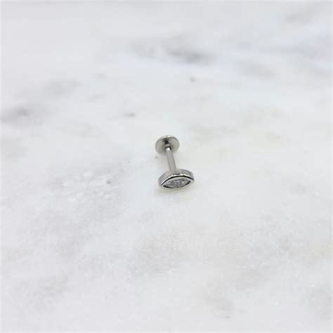 Buy 16g 18g Marquise Gem Minimalist 316L Surgical Steel Internal Thread ...