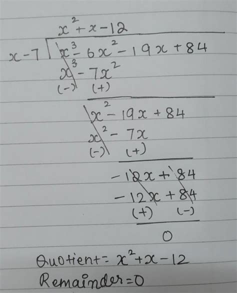4. f(x) = x3 - 6x2 - 19x + 84, g(x) = divide by x - 7 - Brainly.in