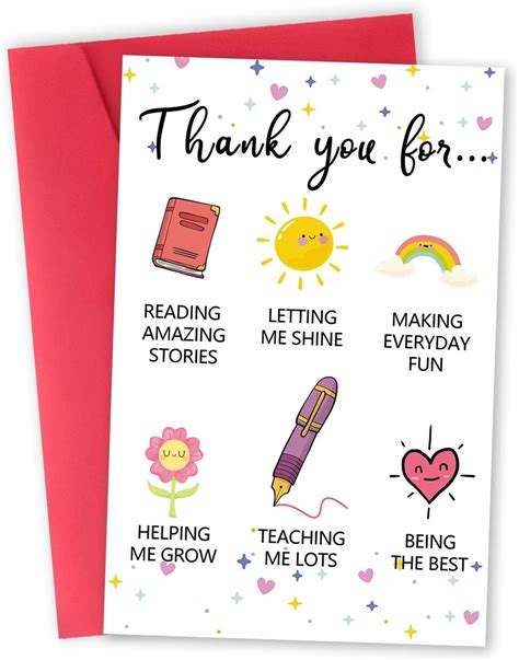 Amazon.com : Zyulin Lovely Thank You Teacher Card, Great Teacher ...