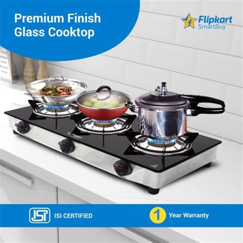 Flipkart SmartBuy Regalia 3 Burners Glass Manual Gas Stove Price in ...
