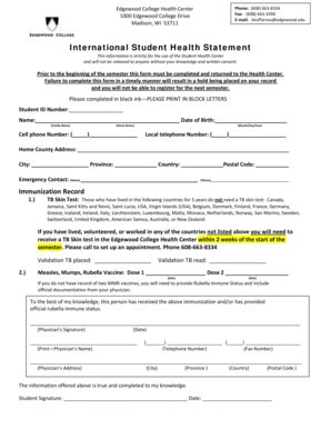 Fillable Online edgewood International Student Health Statement ...