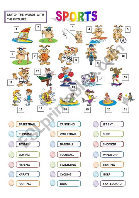 Sports Matching Worksheet 的图像结果